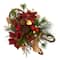 18" Christmas Sleigh with Poinsettia, Berries & Pinecone Artificial Arrangement with Ornaments
